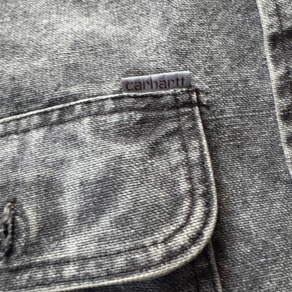 Vintage Men's Carhartt Rugged Outdoor Wear Gray Denim Acid Wash Shirt Large - Picture 5 of 5